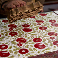 Block Printed Wrapping Paper Sheets | Marigold Glitz Scarlet
